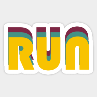 Run - inspirational retro text design - motivation (yellow on grey) Sticker